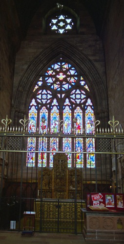 One of the beautiful stained glass windows in the cathedral