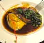 Braised lamb with minted peas and mash